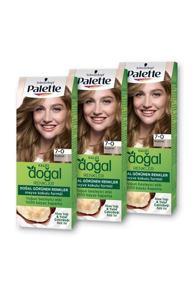 Palette Kalıcı Doğal Renkler Saç Boyası 7-0 Kumral X 3 Adet