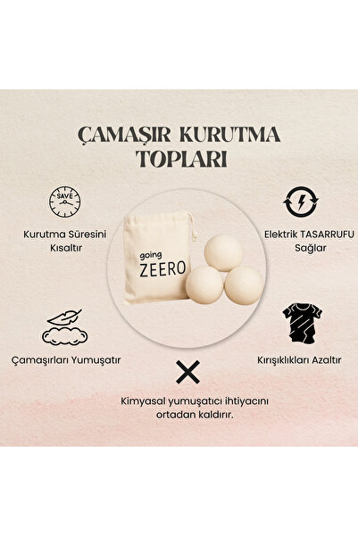 Going Zeero Yün Kurutma Topu Okaliptüs Yağı Seti - Çamaşır Kurutma Topu Kırışık Önler Doğal Yumuşatıcı