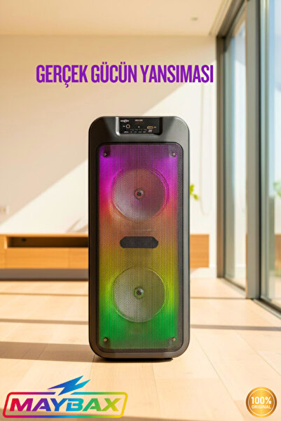 Maybax YÜKSEK BASS ÇİFT HOPARLÖR IŞIKLI MİKROFONLU PARTY KONFERANS BT/TF/USB/FM BLUETOOTH HOPARLÖR