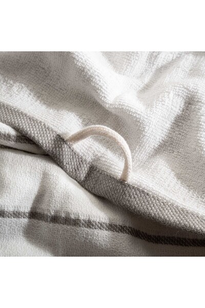 Ecocotton Elis 3-Piece Drying Towel 100% Organic Cotton Yarn Dyed Special Weaving Gray-Cream 40X60 cm