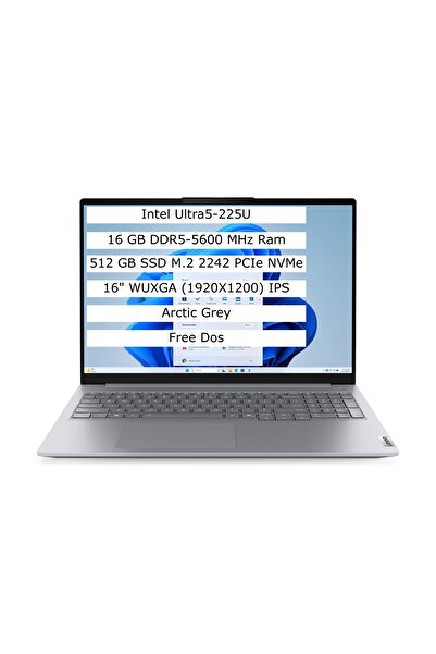 LENOVO Thinkbook 16 Ultra 5 225U 16GB 512GB SSD 16" IPS Freedos Taşınabilir B...
