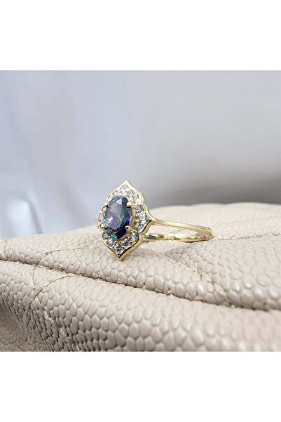 FasekGold Vintage Mistik Topaz Sarı Gümüş Evlilik Teklifi Hediye 925 Ayar Gümüş Yüzük -Evlilik Teklifi Yüzük