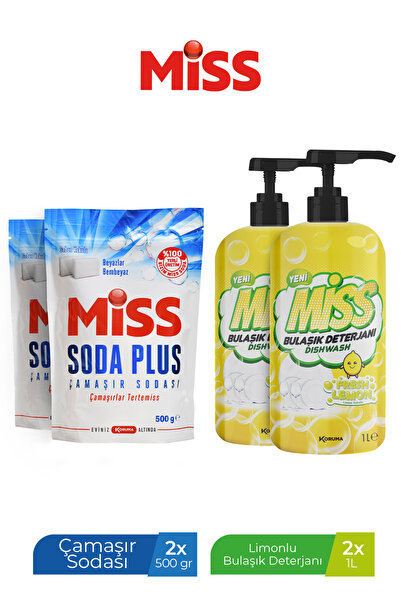Miss SODA PLUS 500 GR X 2 ADET + BULAŞIK DETERJANI 1000 ML LİMON X 2 ADET