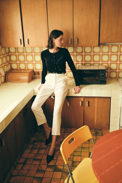 Sateen Кемерлі Пантолон - Екру