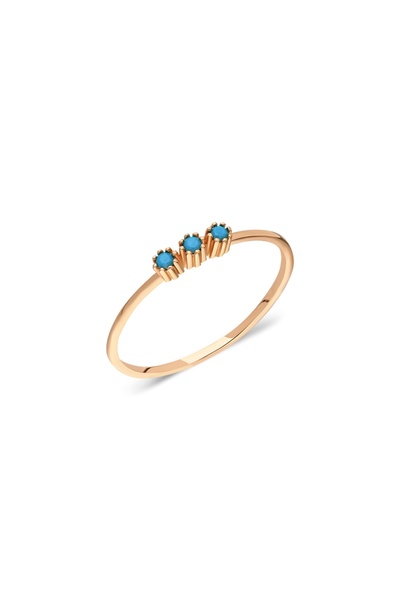 FasekGold 925 Ayar Gümüş-Tria Minimal Firuze Taşlı Gümüş Eklem Yüzüğü -Hediye 925 Ayar Roz Gümüş Yüzük