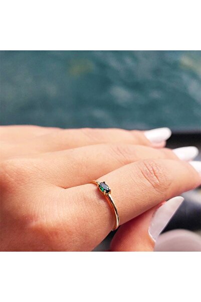 FasekGold Oval Tek Taş Minimal Gümüş Yüzük-0.30 Karat Oval Pırlanta Montörü Z...