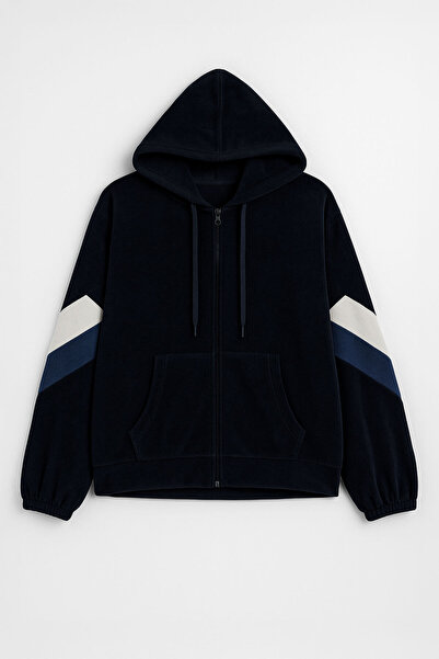 MARKAPIA WOMAN Hanorac de damă cu fermoar, cu buzunar, din lână, albastru închis