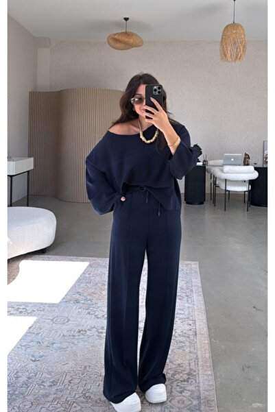 Mars Geniş Yaka Modal Bluz - Palazzo Pantolon Takım