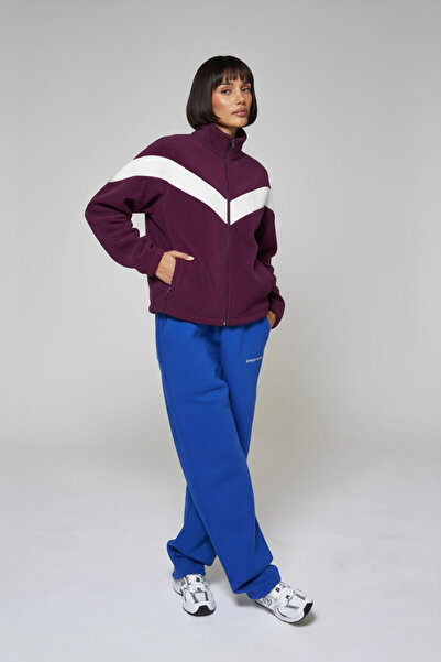 MARKAPIA WOMAN Hanorac mov din fleece pentru femei cu buzunar cu fermoar