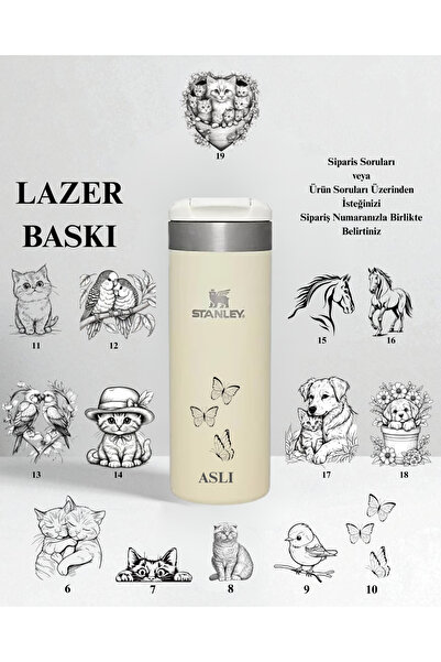 Stanley Kişiselleştirilmiş 0.47L The Aerolight Termos Krem Özel Tasarım ve İsimli
