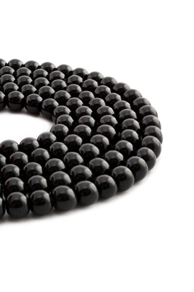 Uçar Doğaltaş Онікс Скло Блискучий Чорний Куля Різ 8 мм Набір