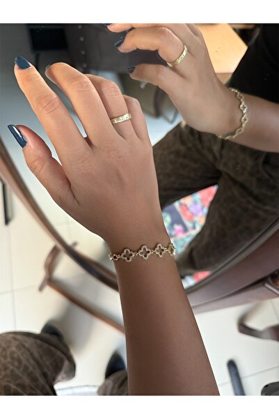 DGK COLLECTİON 14K gold renk, kuyumcu işçiliği,Full taşlı yonca(şans),her şık...