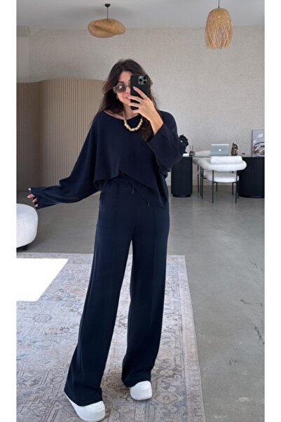 Mars Geniş Yaka Modal Bluz - Palazzo Pantolon Takım