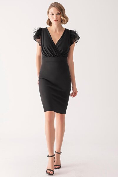 EXPLOSION Büyük Beden Yakası Çiçekli Mini Elbise