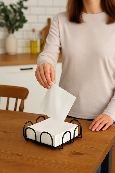 VENON Сучасна серветниця Чорна настільна серветниця з нержавіючої сталі Кухонне сервірування