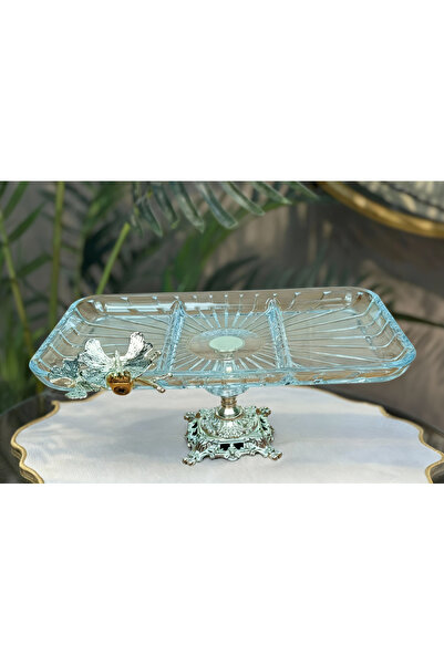 Elta Collection حامل كوكيز فاخر على شكل فراشة مستطيلة فضية اللون بأرجل معدنية - سلسلة جديدة