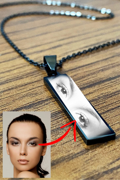 Takı Dükkanı Kişiye Özel Göz Resim Baskılı Paslanmaz Çelik Kolye Eşe Sevgiliy...