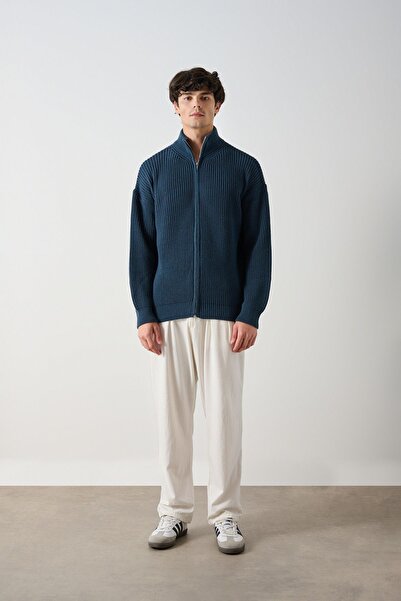 İLKCET MODA Оверсайз-кардиган з блискавкою Indigo Premium, в'язаний, унісекс