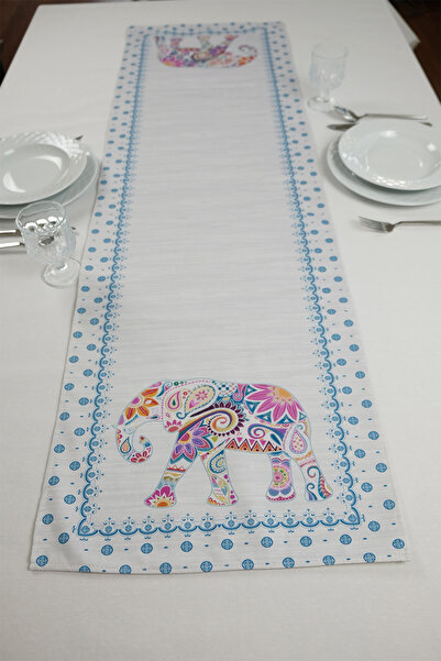 DEKOMOD 40x140cm Woven Stain Resistant Printed Premium Thai Feather Fabric Tablecloth Runner Washable