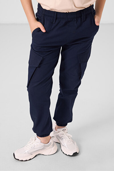 TOMMY LIFE Navy Blue Standard Fit Woven Lightweight Flexible Chino Boys' Trousers - 11271