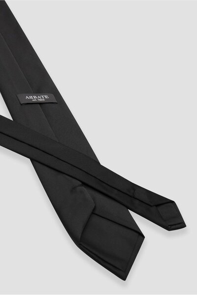 Abbate Γραβάτα 8 εκ. Μικροϊνών Πολυεστέρας Μαύρη Ανδρική Επίπεδη Γραβάτα