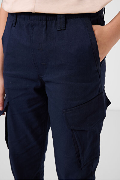 TOMMY LIFE Navy Blue Standard Fit Woven Lightweight Flexible Chino Boys' Trousers - 11271