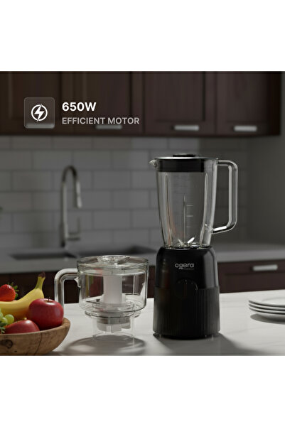 Ogera 3-in-1 Electric Blender 650 W | High-Speed Multi-Function Food Blender with Grinder & Chopper