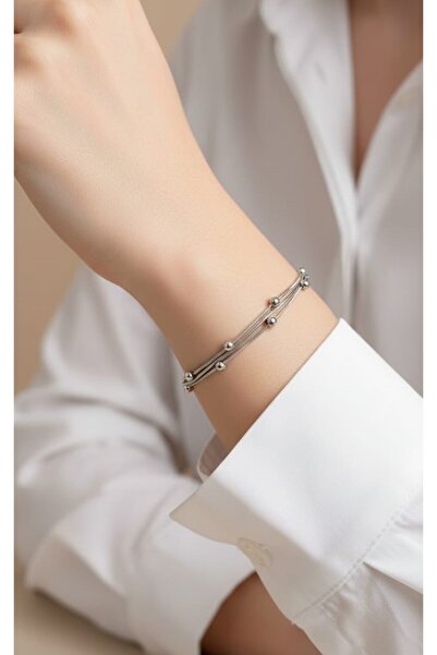 LA PERRY ACCESSORIES 3 سلاسل فضية من الفولاذ