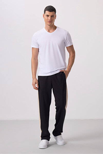 TOMMY LIFE Ανδρικό μπλουζάκι Standard Fit Basic με λαιμόκοψη σε σχήμα V, 2 συσκευασίες, μαύρο-λευκό - 87912