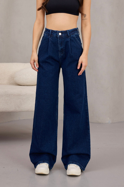 alanora Women's High Waist Wide Leg Pleated Palazzo Jeans Pants