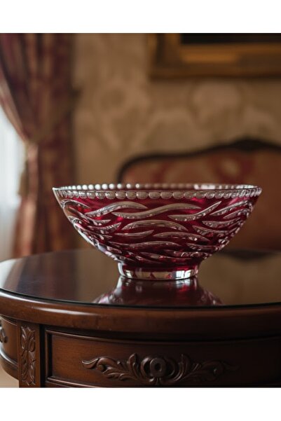 DECOSTYLE Dekorlu Renklendirilmiş Oval Cam Gondol Kase Çikolatalık Salata Kasesi