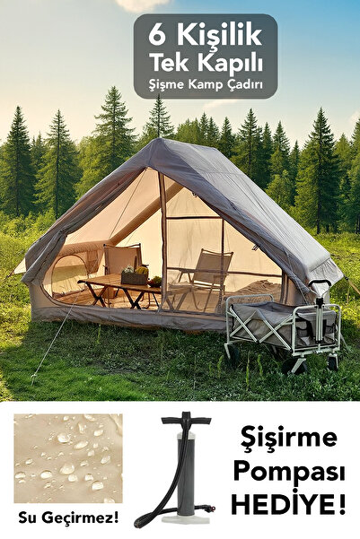 mimtec Tek Kapılı 6 Kişilik Kamp Çadırı - 4 Mevsim Su Geçirmez Şişme Kamp Çadırı 300x210 cm
