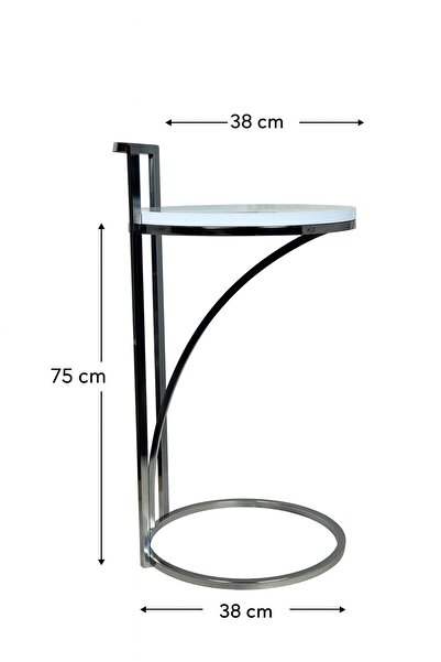 LONART CONCEPT Vip Koltuk İçine Giren C Yan Sehpa Metal İskelet Ayna Üst