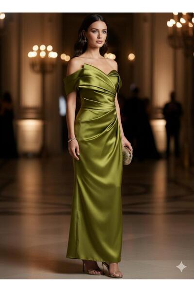 BALCI saten maxi boy abiye elbise 56151