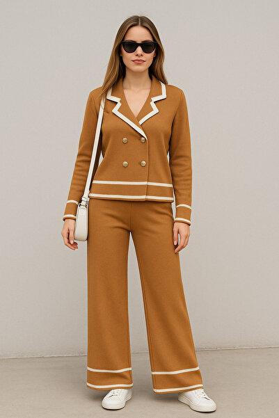 semela مجموعة ملابس تريكو قصيرة بأزرار ذهبية للموسم الجديد