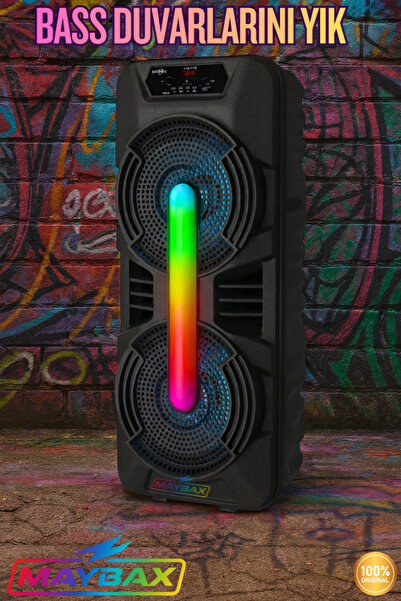 Maybax Mikrofonlu Bluetooth TF Kart FM USB Destekli Büyük Boy Parti Konferans Karaoke Hoparlör