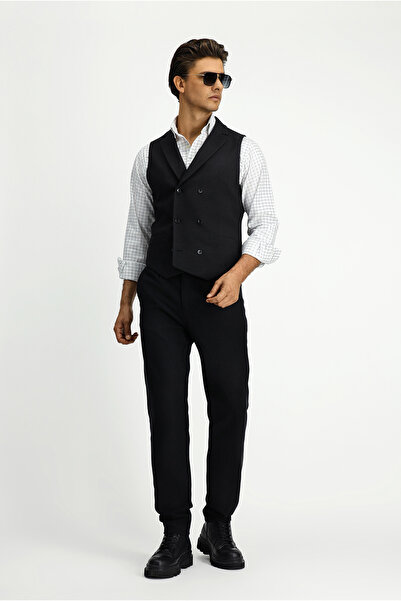 Kiğılı Slim Fit Dar Kesim Desenli Klasik Kruvaze Yelek
