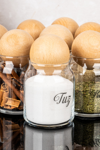 DNS HOME 9-Piece Glass Jar Set with Lids, Storage Container with Transparent Label, Spice Jar Set, 300 ml