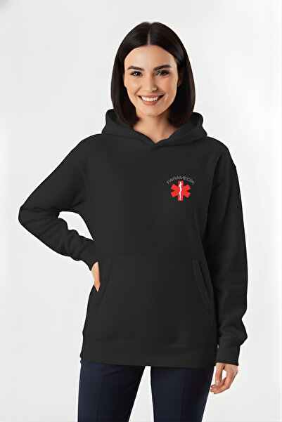 Pratik Medikal Hanorac negru cu glugă pentru paramedic, unisex