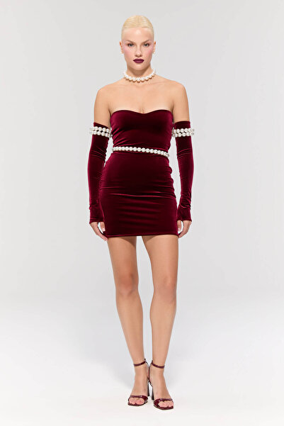 Nur Karaata Eternal Mini Burgundy Dress