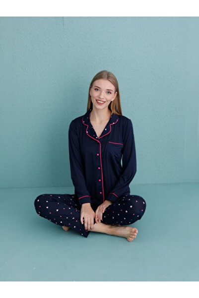 Tatty Underwear طقم بيجامة بأكمام طويلة بنمط قلب