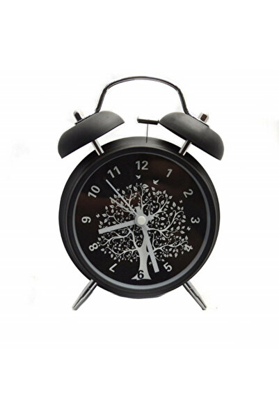 PUFO Tree of Life alarm clock, metal, 16 cm, black