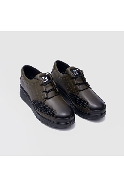 TOGO Haki Yeşil Hakiki Deri Kadın Comfort Ayakkabı [060273]