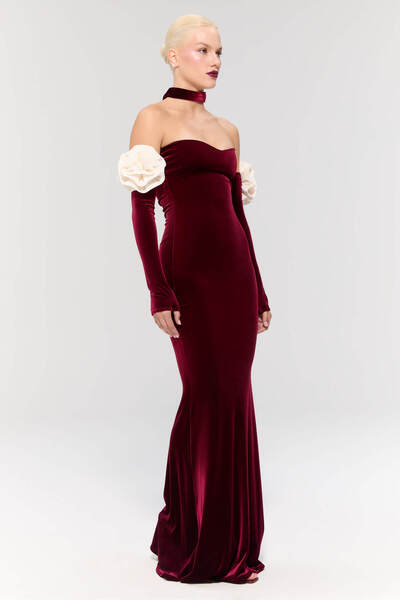 Nur Karaata Versailles Rose Burgundy Gown