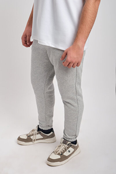 WE AND ME Γκρι ανδρική φόρμα με ελαστικό πόδι με τσέπες, άνετη κοπή, μαλακή υφή επένδυση fleece
