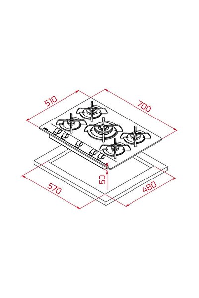 Teka GBC 75030 KBC WH Ankastre Ocak, Beyaz cam, 70 cm