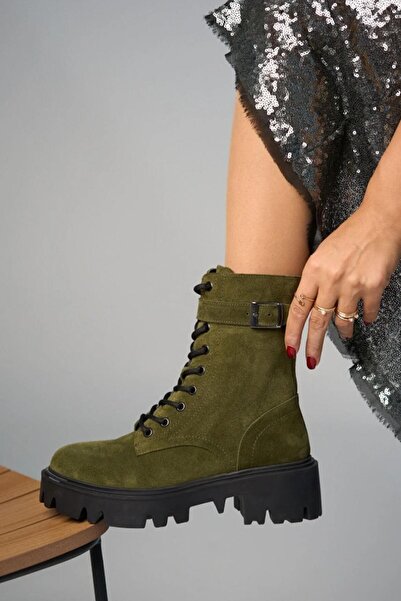 Bestyle Γυναικείες μπότες Bronk από γνήσιο δέρμα καστόρι χακί