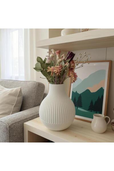 Qukis Store QUKI'S STORE - NİRA VAZO - Minimalist Dekoratif Vazo, 1 Adet, Bej...