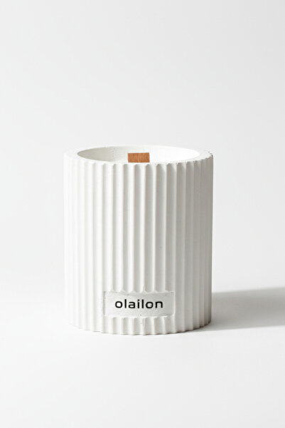 olailon Ahşap Fitilli Şık Tasarımlı Dekoratif Odunsu Kokulu Beton Mum