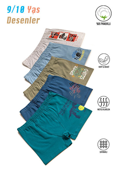 ÖZKAN underwear Özkan 31802 5'li Paket Erkek Çocuk Pamuklu Karışık Renkli Desenli Yumuşak Rahat Şort Boxer